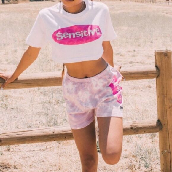 NIP BSR x By Samii Ryan White Sensitive Crop Top T-Shirt Size Small - Picture 1 of 5